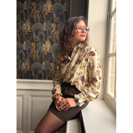 Short marron taille haute à pinces – Ceinture intégrée | XS à L