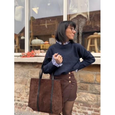 Pull avec col chemise intégré – Marron ou bleu | Melle Jeanne