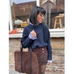 Pull avec col chemise intégré – Marron ou bleu | Melle Jeanne