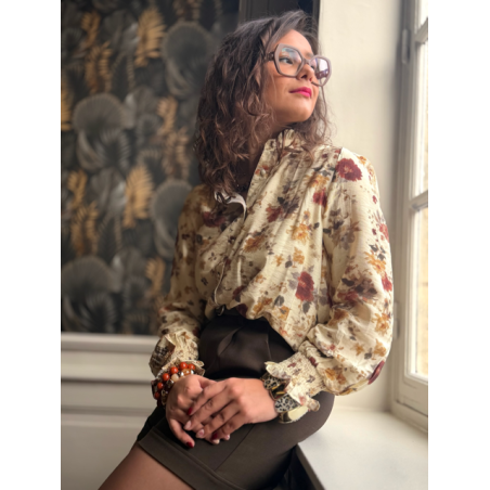 Blouse beige à détails fleuris – Automne | S à L