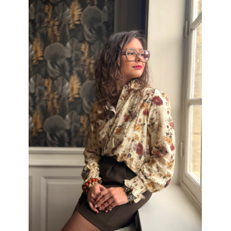 Blouse beige à détails fleuris – Automne | S à L