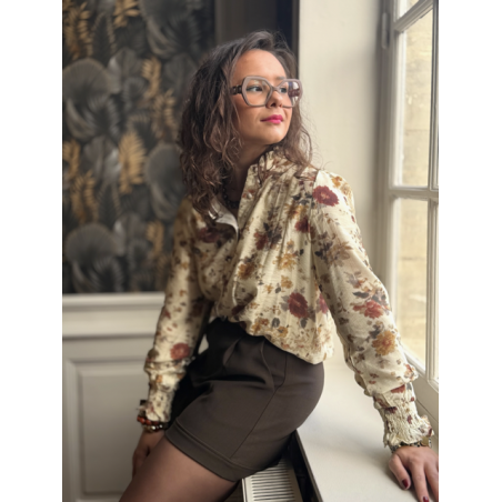 Blouse beige à détails fleuris – Automne | S à L