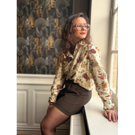 Blouse beige à détails fleuris – Automne | S à L