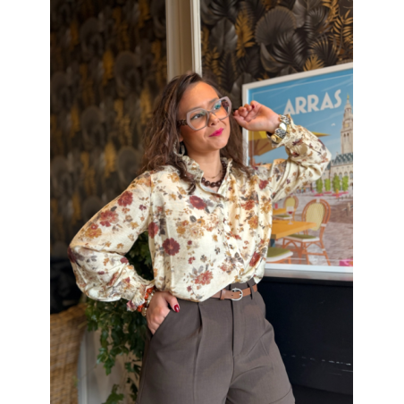 Blouse beige à détails fleuris – Automne | S à L