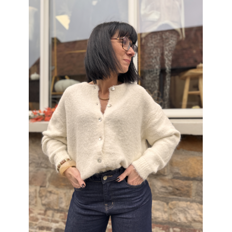 Cardigan blanc en maille douce | Taille unique 36 à 42