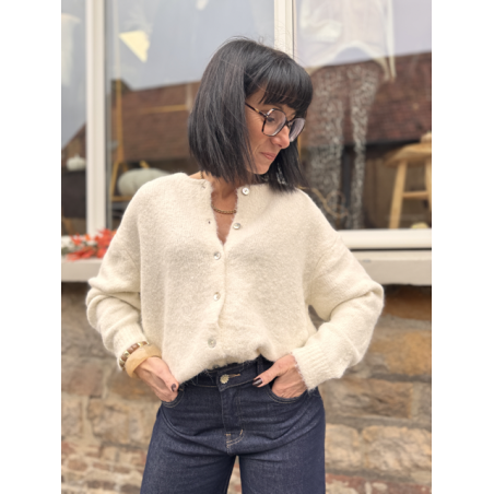 Cardigan blanc en maille douce | Taille unique 36 à 42