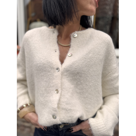 Cardigan blanc en maille douce | Taille unique 36 à 42