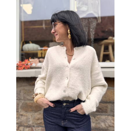 Cardigan blanc en maille douce | Taille unique 36 à 42