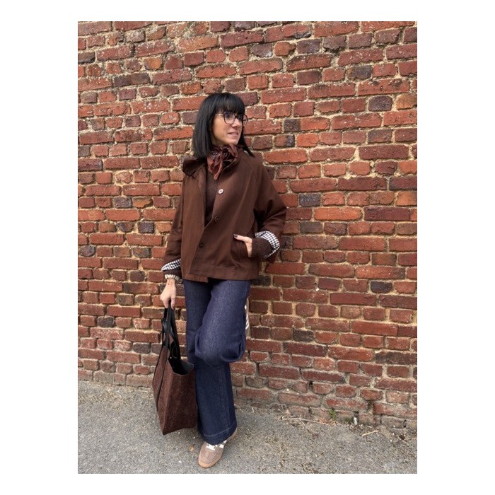 Trench marron col victorien 100% coton | Élégance chic et intemporelle
