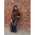 Trench marron col victorien 100% coton | Élégance chic et intemporelle