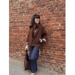 Trench marron col victorien 100% coton | Élégance chic et intemporelle