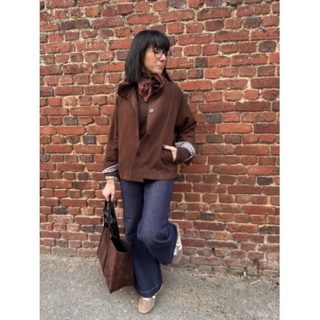 Trench marron col victorien 100% coton | Élégance chic et intemporelle