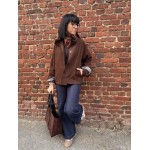 Trench marron col victorien 100% coton | Élégance chic et intemporelle