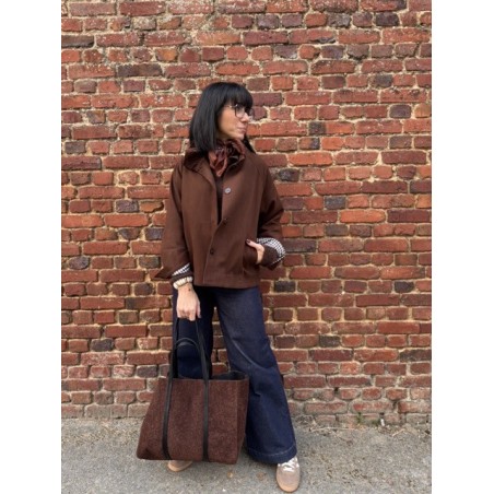 Trench marron col victorien 100% coton | Élégance chic et intemporelle