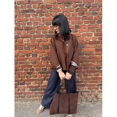 Trench marron col victorien 100% coton | Élégance chic et intemporelle