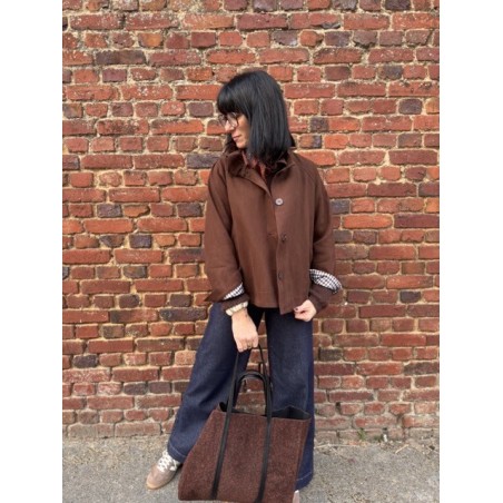 Trench marron col victorien 100% coton | Élégance chic et intemporelle