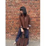 Trench marron col victorien 100% coton | Élégance chic et intemporelle