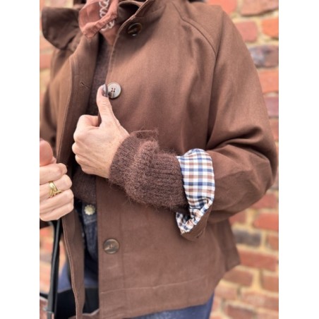 Trench marron col victorien 100% coton | Élégance chic et intemporelle