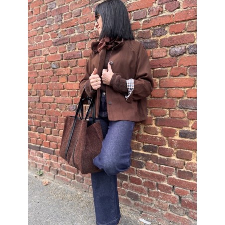 Trench marron col victorien 100% coton | Élégance chic et intemporelle