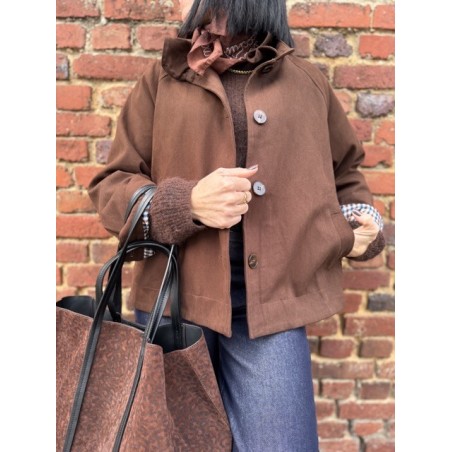 Trench marron col victorien 100% coton | Élégance chic et intemporelle