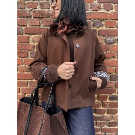 Trench marron col victorien 100% coton | Élégance chic et intemporelle