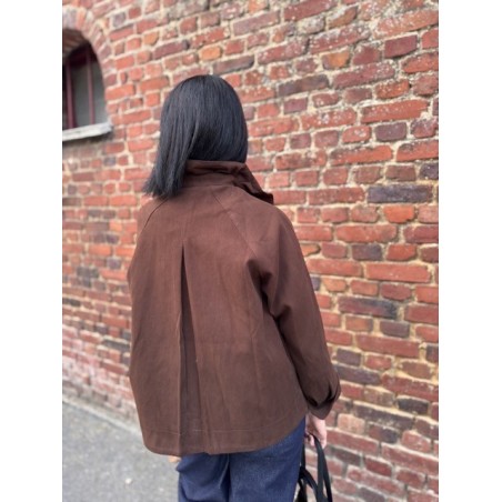 Trench marron col victorien 100% coton | Élégance chic et intemporelle