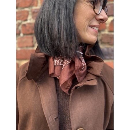 Trench marron col victorien 100% coton | Élégance chic et intemporelle