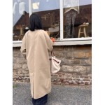 Trench long beige clair manches vichy | Élégance chic façon Burberry