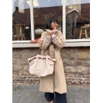 Trench long beige clair manches vichy | Élégance chic façon Burberry