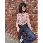 Chemise fleurs et carreaux bordeaux – col victorien romantique | Melle Jeanne