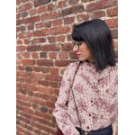Chemise fleurs et carreaux bordeaux – col victorien romantique | Melle Jeanne