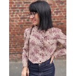 Chemise fleurs et carreaux bordeaux – col victorien romantique | Melle Jeanne