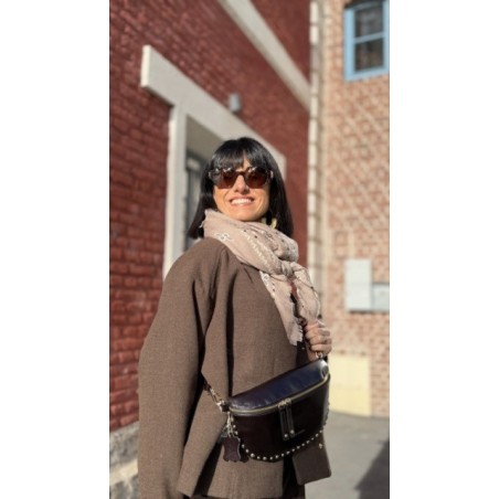 Manteau Marron Court Femme – Col Montant & Boutons Pression