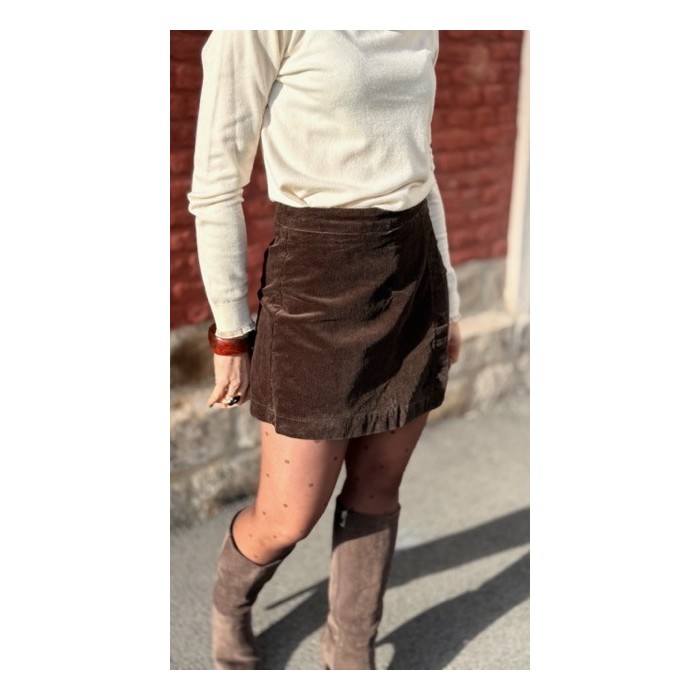 Jupe Short Côtelée Femme – Taille Haute Noir ou Marron – du 34 au 42 – Collection Sweet November