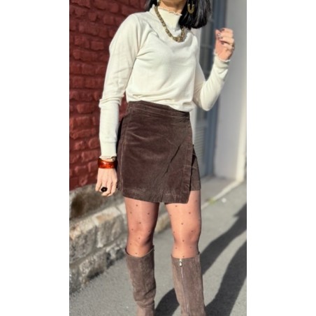 Jupe Short Côtelée Femme – Taille Haute Noir ou Marron – du 34 au 42 – Collection Sweet November