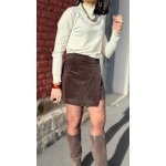 Jupe Short Côtelée Femme – Taille Haute Noir ou Marron – du 34 au 42 – Collection Sweet November