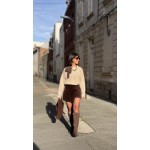 Jupe Short Côtelée Femme – Taille Haute Noir ou Marron – du 34 au 42 – Collection Sweet November