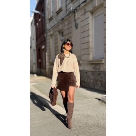 Jupe Short Côtelée Femme – Taille Haute Noir ou Marron – du 34 au 42 – Collection Sweet November