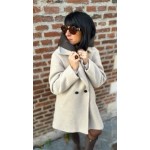 Manteau Femme Beige ou Camel – Revers Léopard & Capuche Doudoune Amovible – Taille Unique 36 à 42 – Collection Sweet November