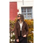 Gilet Marron Femme – Col Victorien & Poches Plaquées – S/M ou M/L – Collection Sweet November