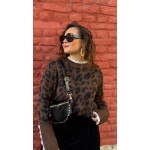 Pull léopard avec dentelle – Taille unique 36 à 42