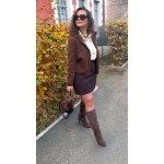 Jupe Marron Taille Haute Épaisse Doublée – Boutons Dorés & Coupe Arrondie – Du 34 au 42 | Sweet November"