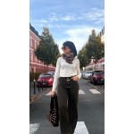 Jean Marron Femme Coupe Droite – Détails Cloutés Argentés – Du 34 au 42 | Sweet November