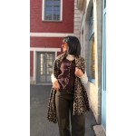 Gilet Sans Manches Moumoute Marron – Bordure Léopard & Poches Plaquées – Tailles S/M ou M/L | Sweet November