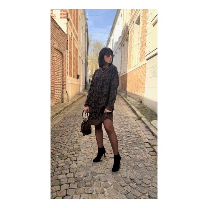 Robe Pull Léopard Femme – Taille Unique 36 à 42 – Collection Sweet November