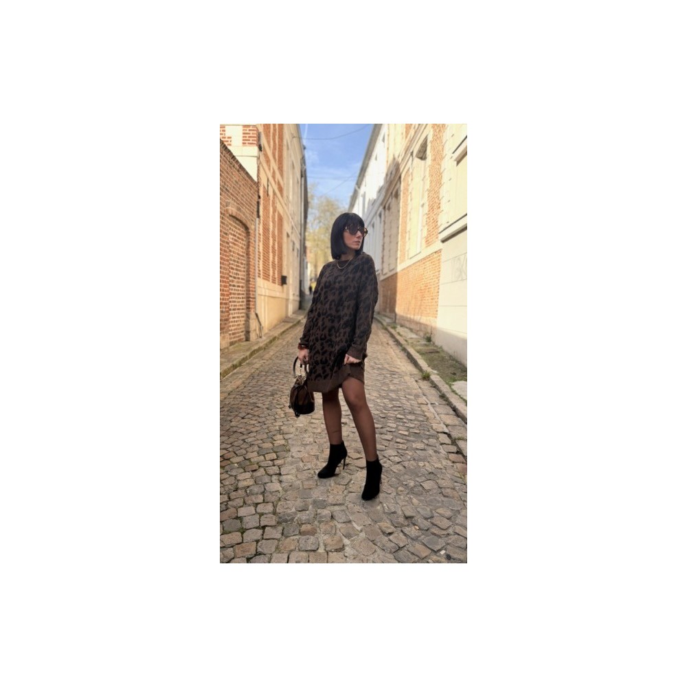 Robe Pull Léopard Femme – Taille Unique 36 à 42 – Collection Sweet November