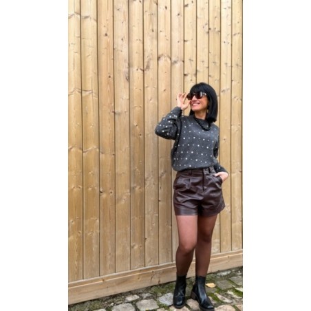 Short Femme Taille Haute en Simili Bordeaux – Du XS au L | Sweet November