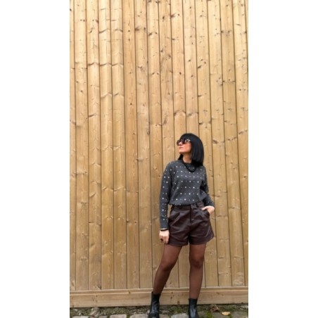 Short Femme Taille Haute en Simili Bordeaux – Du XS au L | Sweet November