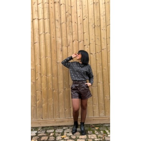 Short Femme Taille Haute en Simili Bordeaux – Du XS au L | Sweet November