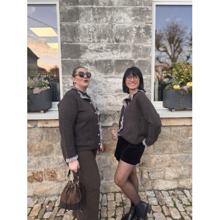 Pull Style Plus avec Volants et Boutonnières Vichy – Taille Unique 44 à 50